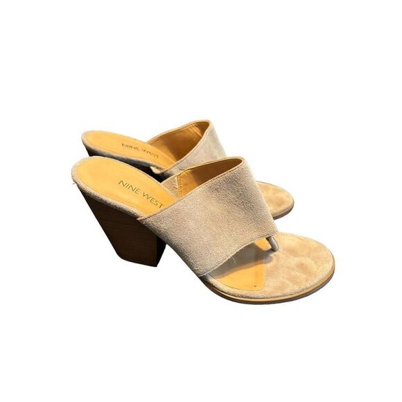 Nine West Women's Suede Helenium Sueded Heeled Sandals SZ 8 womens - Picture 1 of 9